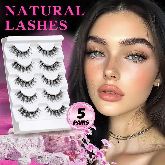 Alt view image 6 of 7 - Veleasha Lashes Wispy False Eyelashes 100% Handmade Eyelashes Natural Look Fake Lashes Lightweight Lashes with Soft Clear Band 5 Pairs Pack (G2)