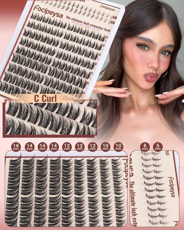 Alt view image 5 of 7 - Wispy Lash Clusters Natural Eyelash Clusters Pestañas Postizas Naturales Spiky Manga Lash Extensions C Curly Individual Lashes 10-16mm with Bottom Lashes Clusters DIY Lash at Home