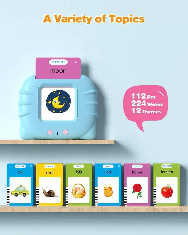 Alt view image 2 of 5 - Talking Flash Cards for Toddlers 1 2 3 4 Year Olds, Montessori Language Learning Toys with 224 Words, Pocket Speech Therapy Toys, and Speech Development Educational Playthings for Children