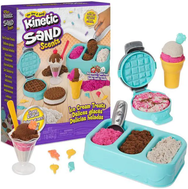 Main image of Scents, Ice Cream Treats Playset with 3 Colors Scented Play Sand & 6 Tools, Sensory Toys for Kids Ages 3 and up