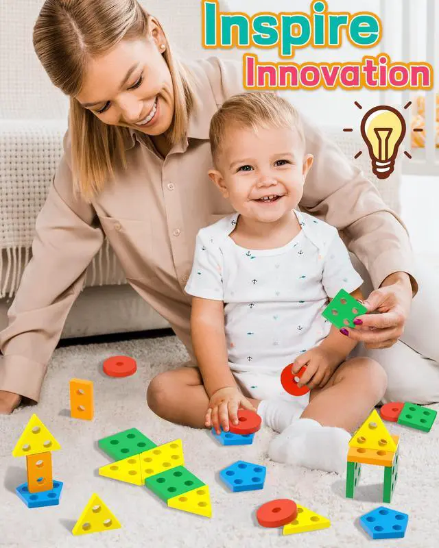 Alt view image 4 of 6 - Montessori Toys for 1 2 3 Year Old Boys Girls Gifts, Wooden Shape Sorter Toys for Ages 2-4, Toddler Learning Toy Puzzles Birthday Gift Ages 1-3
