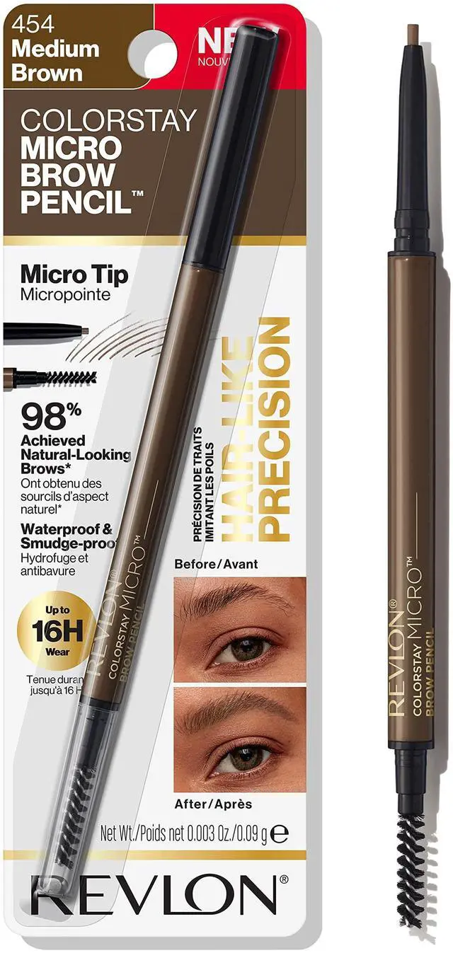 Main image of ColorStay Micro Eyebrow Pencil with Built In Spoolie Brush, Infused with Argan and Marula Oil, Waterproof, Smudgeproof, 454 Medium Brown, 0.003 oz