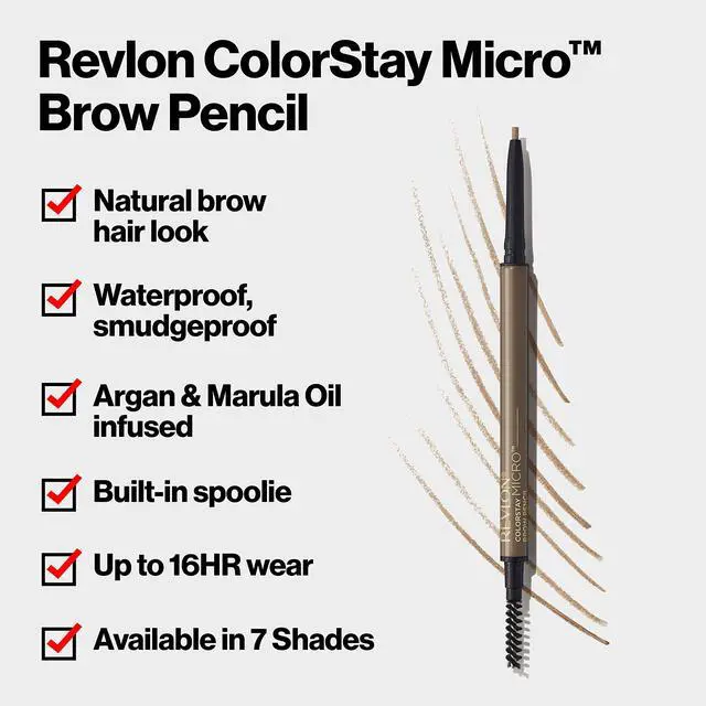 Alt view image 3 of 7 - ColorStay Micro Eyebrow Pencil with Built In Spoolie Brush, Infused with Argan and Marula Oil, Waterproof, Smudgeproof, 454 Medium Brown, 0.003 oz