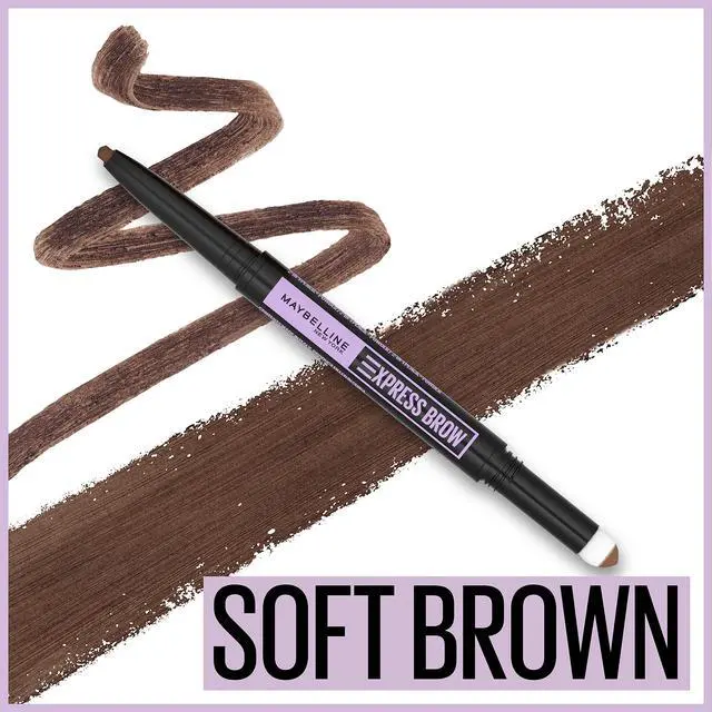 Alt view image 2 of 6 - Express Brow 2-In-1 Pencil and Powder Eyebrow Makeup, Soft Brown, 1 Count
