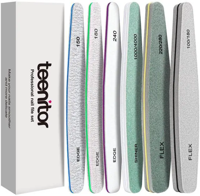 Main image of Nail File Nail Buffer, 6 pcs Nail Files and Buffers for Natural Nails, Emery Boards for Nails, Nail Buffer and Shine Kit Nail Filer, Nail Buffer Block 100/180 Grit Nail Files Fingernail Files