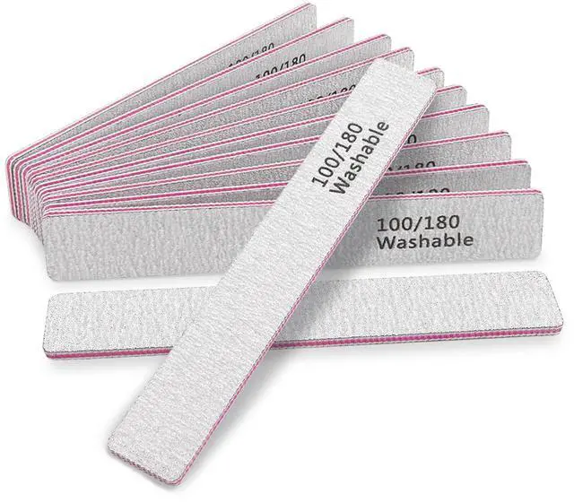 Main image of Nail File 12 PCS Professional Reusable 100/180 Grit Double Sides Washable Nail File Manicure Tools for Poly Nail Extension Gel and Acrylic Nails Tools Suit for Home Salon