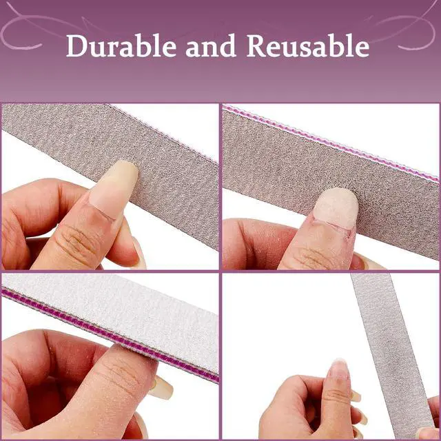 Alt view image 4 of 7 - Nail File 12 PCS Professional Reusable 100/180 Grit Double Sides Washable Nail File Manicure Tools for Poly Nail Extension Gel and Acrylic Nails Tools Suit for Home Salon
