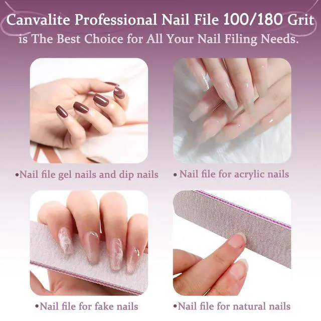 Alt view image 5 of 7 - Nail File 12 PCS Professional Reusable 100/180 Grit Double Sides Washable Nail File Manicure Tools for Poly Nail Extension Gel and Acrylic Nails Tools Suit for Home Salon