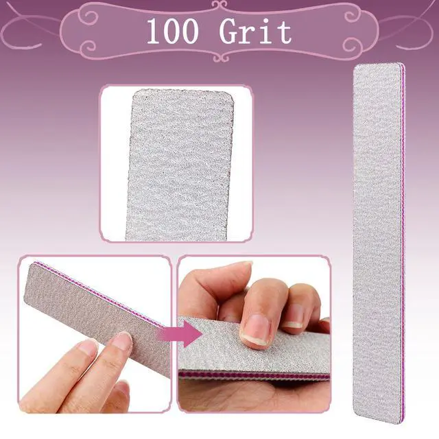 Alt view image 2 of 7 - Nail File 12 PCS Professional Reusable 100/180 Grit Double Sides Washable Nail File Manicure Tools for Poly Nail Extension Gel and Acrylic Nails Tools Suit for Home Salon