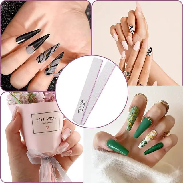 Alt view image 7 of 7 - Nail File 12 PCS Professional Reusable 100/180 Grit Double Sides Washable Nail File Manicure Tools for Poly Nail Extension Gel and Acrylic Nails Tools Suit for Home Salon