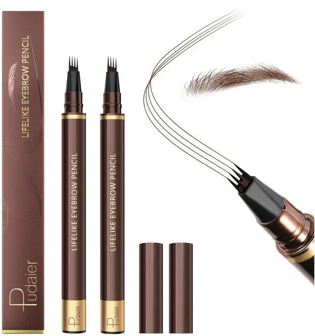 Main image of 2 Pack Eyebrow Pen, Waterproof Microblading Eyebrow Pencil, 4 Tip Precise Eye Brow Makeup Pen for Women to Effortlessly Create Hair Like Natural Brows, Non Dry Out and Last All Day (Dark Brown)