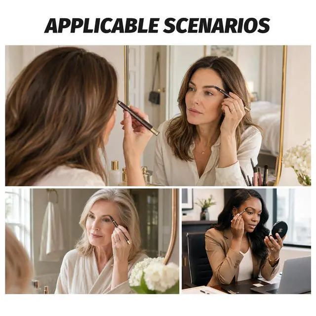 Alt view image 4 of 7 - 2 Pack Eyebrow Pen, Waterproof Microblading Eyebrow Pencil, 4 Tip Precise Eye Brow Makeup Pen for Women to Effortlessly Create Hair Like Natural Brows, Non Dry Out and Last All Day (Dark Brown)