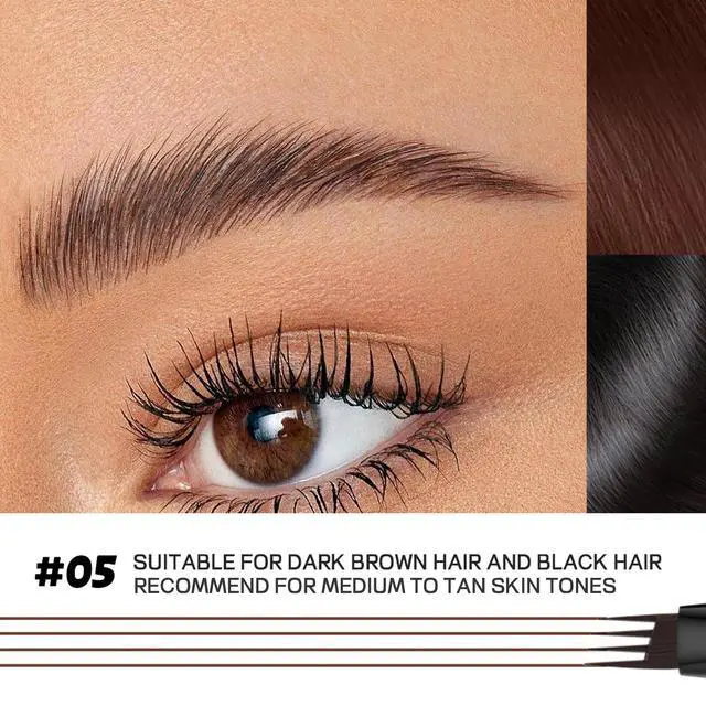 Alt view image 3 of 7 - 2 Pack Eyebrow Pen, Waterproof Microblading Eyebrow Pencil, 4 Tip Precise Eye Brow Makeup Pen for Women to Effortlessly Create Hair Like Natural Brows, Non Dry Out and Last All Day (Dark Brown)
