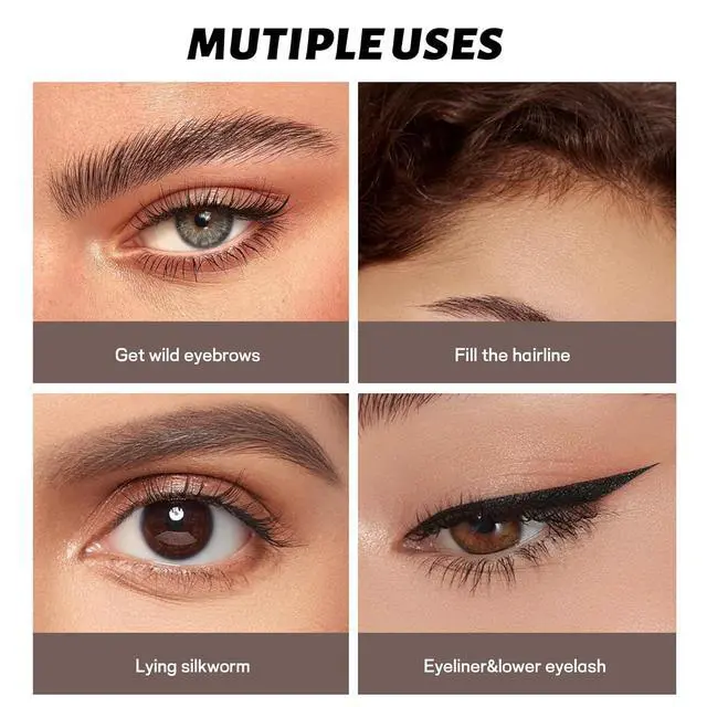 Alt view image 6 of 7 - 2 Pack Eyebrow Pen, Waterproof Microblading Eyebrow Pencil, 4 Tip Precise Eye Brow Makeup Pen for Women to Effortlessly Create Hair Like Natural Brows, Non Dry Out and Last All Day (Dark Brown)