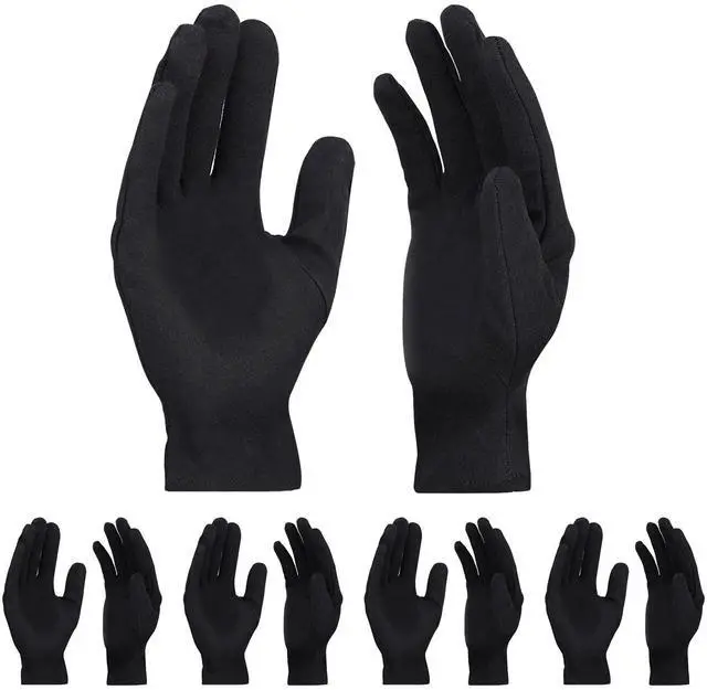 Main image of 5 Pairs Large Archival Photo Gloves, Black Work Gloves For Handling Art Working Photography Men & Womens Cloth Gloves Liners Bulk for Handling Jewelry, Film, Photo, Coin Metal Inspection