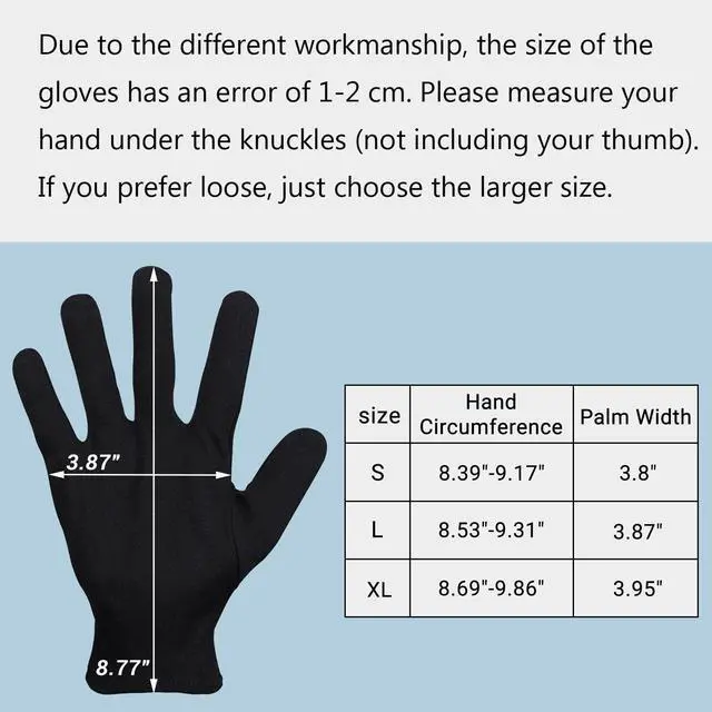 Alt view image 2 of 6 - 5 Pairs Large Archival Photo Gloves, Black Work Gloves For Handling Art Working Photography Men & Womens Cloth Gloves Liners Bulk for Handling Jewelry, Film, Photo, Coin Metal Inspection