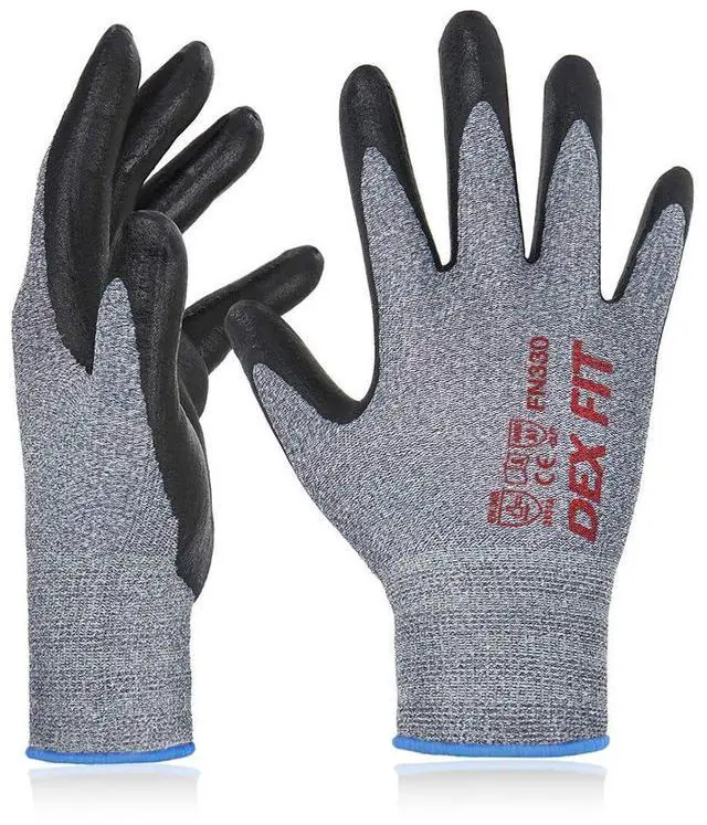 Main image of Nitrile Work Gloves FN330, 1 Pair, 3D-Comfort Stretchy Fit, Firm Grip, Thin & Lightweight, Touch-Screen Compatible, Durable, Breathable & Cool, Machine Washable; Grey S (7)