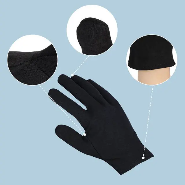 Alt view image 4 of 6 - 5 Pairs Large Archival Photo Gloves, Black Work Gloves For Handling Art Working Photography Men & Womens Cloth Gloves Liners Bulk for Handling Jewelry, Film, Photo, Coin Metal Inspection