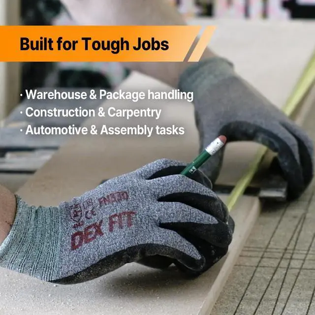 Alt view image 5 of 7 - Nitrile Work Gloves FN330, 1 Pair, 3D-Comfort Stretchy Fit, Firm Grip, Thin & Lightweight, Touch-Screen Compatible, Durable, Breathable & Cool, Machine Washable; Grey S (7)