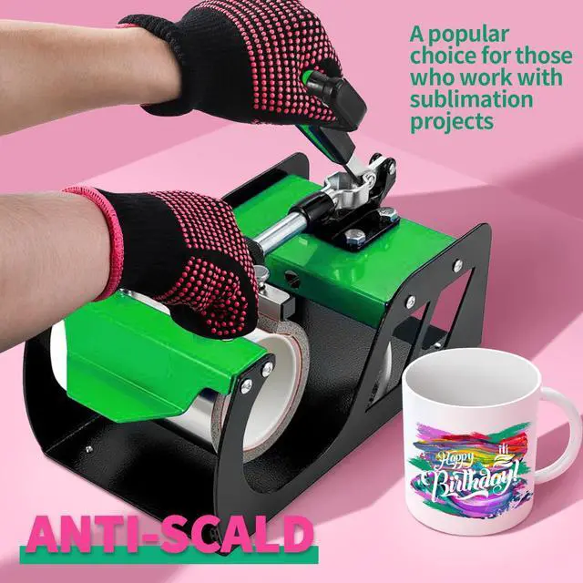 Alt view image 3 of 7 - 2 Pcs Heat Resistant Gloves With Silicone Bumps, Professional Heat Proof Glove Mitts For Hair Styling Curling Iron Wand Flat Iron Hot-Air Brushes Sublimation Gloves Rose Red