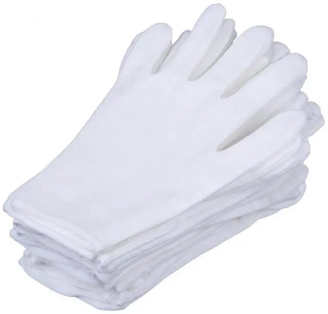 Main image of 8 Pairs White Cotton Gloves 7.5" Medium Size, film, coins, CD/DVD, Handling Gloves