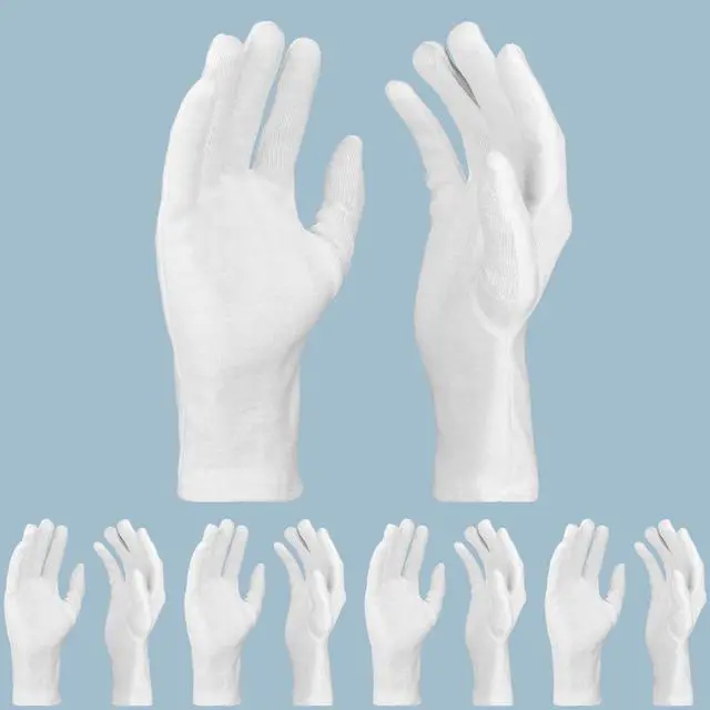 Main image of 5 Pairs Archival Photo Gloves, White X-Large Work Gloves For Handling Art Working Photography Men & Womens Cloth Gloves Liners Bulk for Handling Jewelry, Film, Photo, Coin Metal Inspection