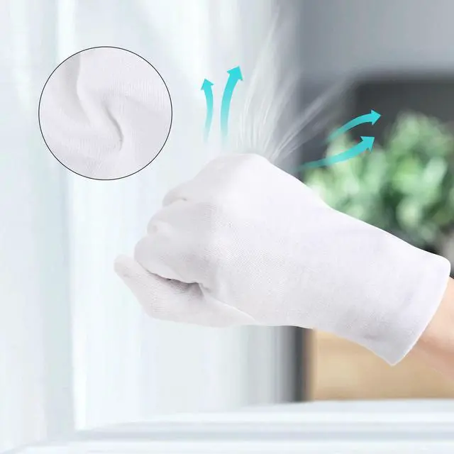Alt view image 4 of 6 - 5 Pairs Archival Photo Gloves, White X-Large Work Gloves For Handling Art Working Photography Men & Womens Cloth Gloves Liners Bulk for Handling Jewelry, Film, Photo, Coin Metal Inspection