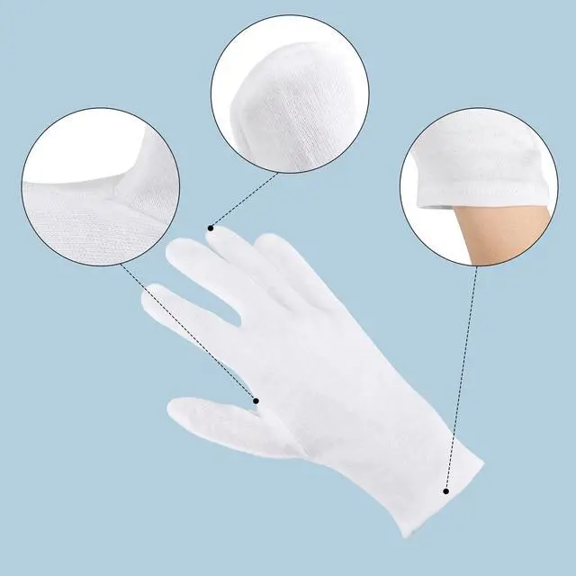 Alt view image 5 of 6 - 5 Pairs Archival Photo Gloves, White X-Large Work Gloves For Handling Art Working Photography Men & Womens Cloth Gloves Liners Bulk for Handling Jewelry, Film, Photo, Coin Metal Inspection