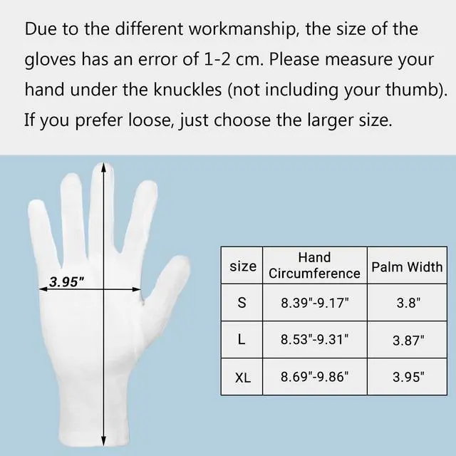 Alt view image 6 of 6 - 5 Pairs Archival Photo Gloves, White X-Large Work Gloves For Handling Art Working Photography Men & Womens Cloth Gloves Liners Bulk for Handling Jewelry, Film, Photo, Coin Metal Inspection