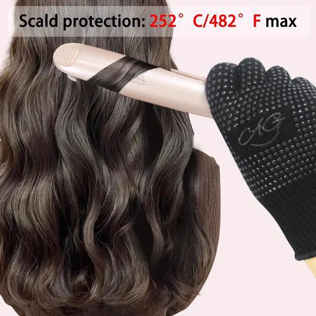 Alt view image 6 of 7 - 2 Pcs Heat Resistant Gloves with Silicone Bumps, Black Silicone Anti Slip Heat Proof Gloves, Suitable for irons, Curling Iron, Straighteners, Hot Tools Flat Iron, Universal Sizes, Black