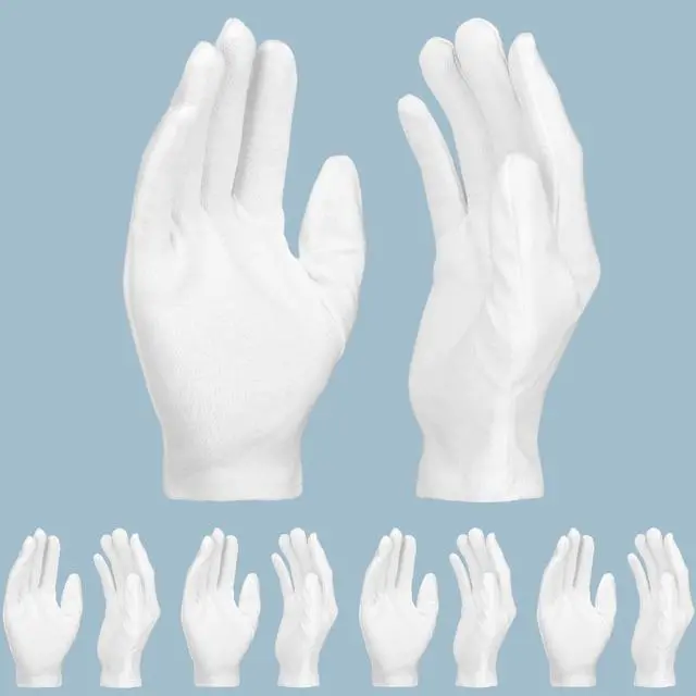 Main image of 5 Pairs Archival Photo Gloves, White Small Work Gloves For Handling Art Working Photography Men & Womens Cloth Gloves Liners Bulk for Handling Jewelry, Film, Photo, Coin Metal Inspection