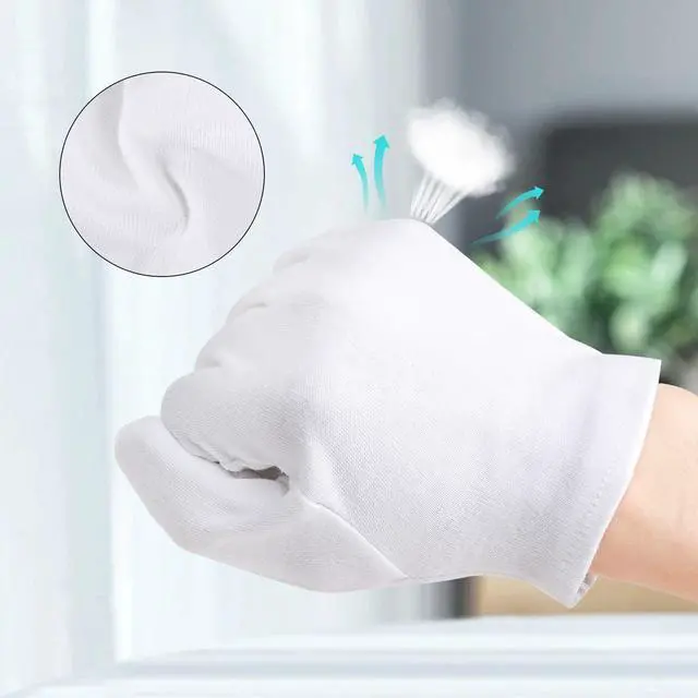 Alt view image 3 of 6 - 5 Pairs Archival Photo Gloves, White Small Work Gloves For Handling Art Working Photography Men & Womens Cloth Gloves Liners Bulk for Handling Jewelry, Film, Photo, Coin Metal Inspection