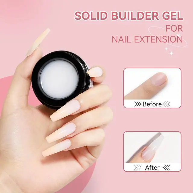 Alt view image 2 of 7 - 3D Nail Art Gel Clear and White Solid Builder Gel for Nails Non-Stick Hand Sculpture Hard Gels with Dual Form for Carving Patterns Decoration Nail Art Home Manicure DIY