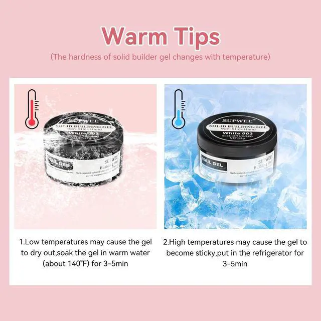 Alt view image 5 of 7 - 3D Nail Art Gel Clear and White Solid Builder Gel for Nails Non-Stick Hand Sculpture Hard Gels with Dual Form for Carving Patterns Decoration Nail Art Home Manicure DIY