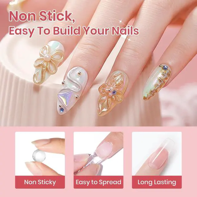 Alt view image 6 of 7 - 3D Nail Art Gel Clear and White Solid Builder Gel for Nails Non-Stick Hand Sculpture Hard Gels with Dual Form for Carving Patterns Decoration Nail Art Home Manicure DIY
