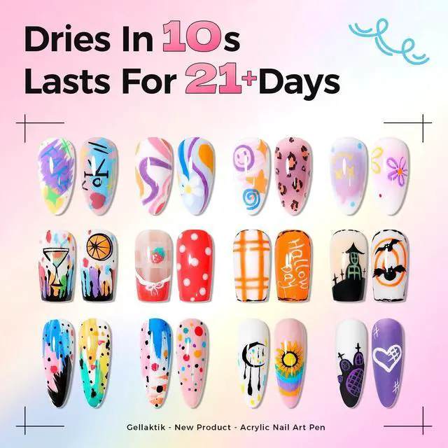 Alt view image 5 of 7 - 12 Colors Nail Art Pens Set, 3D Nail Polish Pens, Quick-Drying Acrylic Paint Markers, 0.7mm Dotting Painting Liner Brush for DIY Nail Design, Home & Salon Manicure Tools