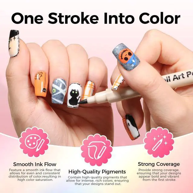 Alt view image 7 of 7 - 12 Colors Nail Art Pens Set, 3D Nail Polish Pens, Quick-Drying Acrylic Paint Markers, 0.7mm Dotting Painting Liner Brush for DIY Nail Design, Home & Salon Manicure Tools