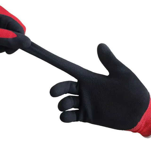 Alt view image 3 of 6 - Gardening Gloves for Men, 2 Pairs Breathable Rubber Coated for Garden Weeding Landscaping, Outside Work for Lawn Yard, Men's Large Size, Black & Red
