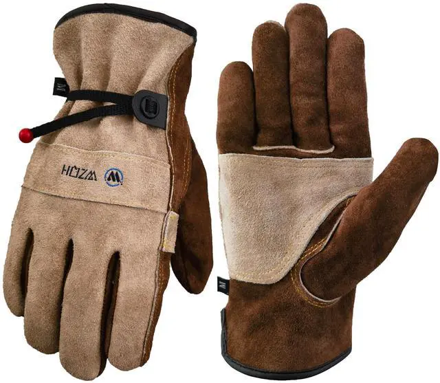 Main image of Leather Work Gloves for Men or Women. Large Glove for Gardening, Tig/Mig Welding, Construction, Chainsaw, Farm, Ranch, etc. Cowhide, Soft Lining, Utility, Firm Grip, Durable. Coffee-grey L