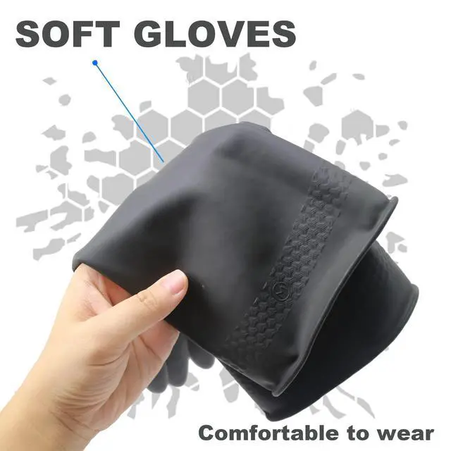 Alt view image 4 of 6 - Chemical Resistant Gloves, Work Heavy Duty Industrial Rubber Gloves,12.2", 1 Pair Size Medium