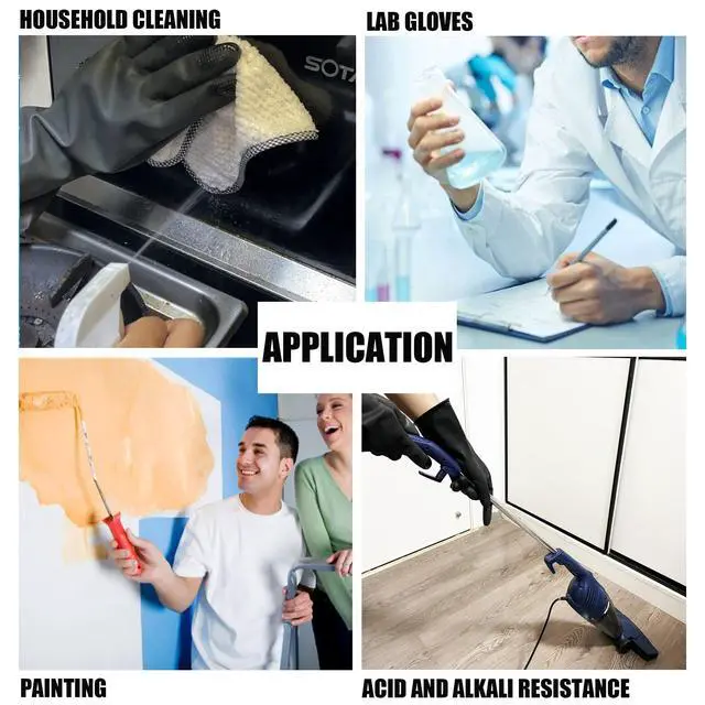 Alt view image 6 of 6 - Chemical Resistant Gloves, Work Heavy Duty Industrial Rubber Gloves,12.2", 1 Pair Size Medium