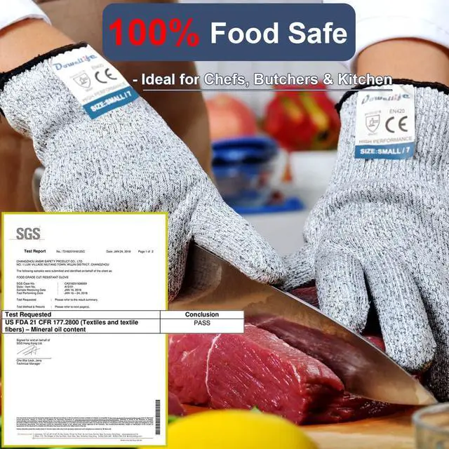 Alt view image 3 of 6 - Cut Resistant Gloves Food Grade Level 5 Protection, Safety Kitchen Cut Gloves for Chef Oyster Shucking Mandolin Knife Butcher Meat Cutting