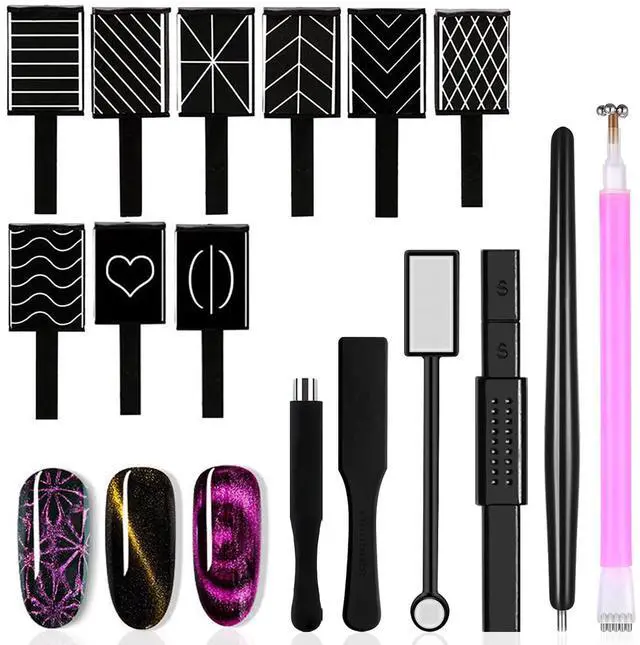 Main image of 15Pcs Nail Magnet Set Cat Eye Gel Nail Polish Magnet Wand Magnetic Nail Polish Cat Eye Magnet for Nails Cat Eye Magnets Sticks Nail Design Tools Nail Art