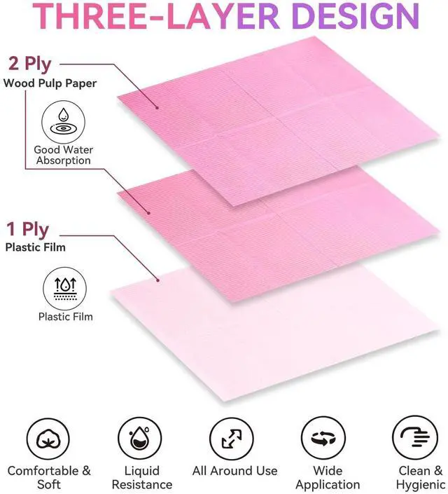 Alt view image 4 of 7 - Disposable Nail Mats, 50 Pcs 3-Ply Absorbent Nail Table Pads with PE Backing, 18 x 13 Nail Desk Protection for Manicure Pedicure, Acrylic Gel Practice, Salon & Home DIY (Pink)