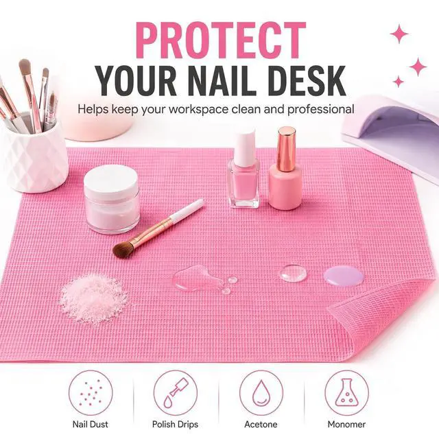 Alt view image 7 of 7 - Disposable Nail Mats, 50 Pcs 3-Ply Absorbent Nail Table Pads with PE Backing, 18 x 13 Nail Desk Protection for Manicure Pedicure, Acrylic Gel Practice, Salon & Home DIY (Pink)