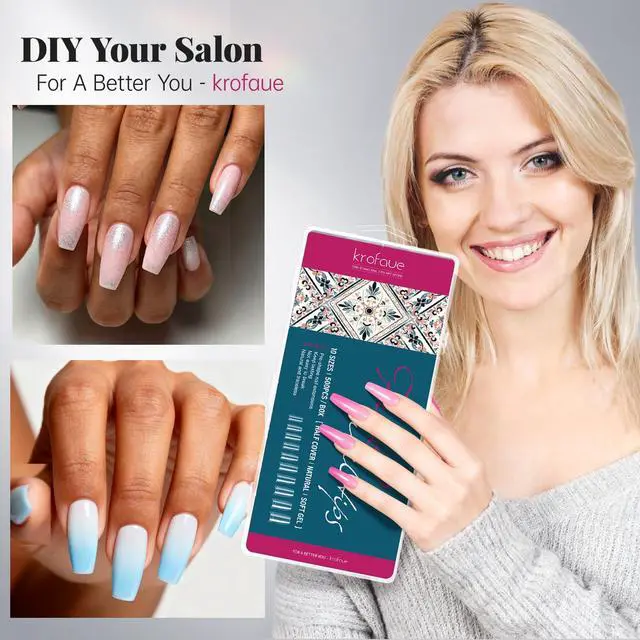 Alt view image 3 of 7 - 500PCS Clear False Nails Tips - Half Cover Lady French Style Acrylic Artificial Tip Manicure with Box of 10 Sizes for Nail Tips Art Salons and Home DIY