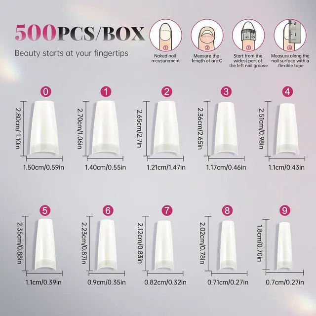Alt view image 2 of 7 - 500PCS Soft Gel False Nails Tips - Half Cover Acrylic Nail Tips 10 Sizes Lady French Style Acrylic Artificial Tip Manicure with Box for Nail Tips Art Salons and Home DIY