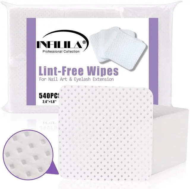 Main image of Lint Free Nail Wipes, 540PCS Non-Woven Fabric Dry Nail Prep Wipes, Super Absorbent Nail Polish Remover Wipes Lash Extensions Glue Nail Cleaning Pads for Salon Supplies