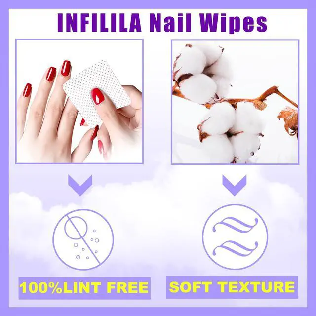 Alt view image 2 of 6 - Lint Free Nail Wipes, 540PCS Non-Woven Fabric Dry Nail Prep Wipes, Super Absorbent Nail Polish Remover Wipes Lash Extensions Glue Nail Cleaning Pads for Salon Supplies