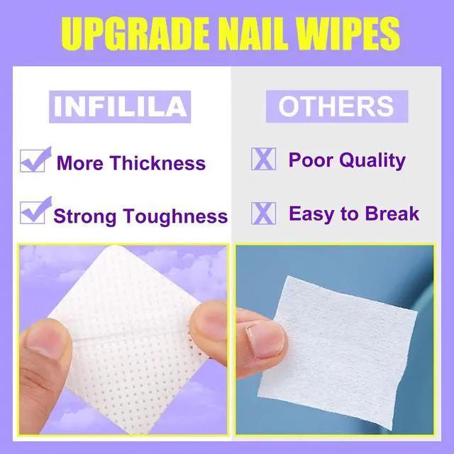 Alt view image 5 of 6 - Lint Free Nail Wipes, 540PCS Non-Woven Fabric Dry Nail Prep Wipes, Super Absorbent Nail Polish Remover Wipes Lash Extensions Glue Nail Cleaning Pads for Salon Supplies